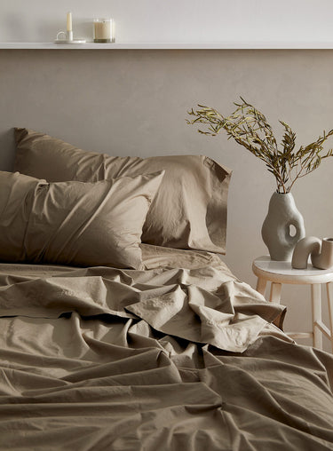 Garment wash organic cotton sheet set